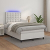 Cama box spring colchón y LED cuero sintético blanco 120x200 cm