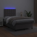 Cama box spring colchón y LED cuero sintético gris 120x200 cm