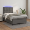 Cama box spring colchón y LED cuero sintético gris 120x200 cm