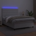 Cama box spring colchón y LED cuero sintético blanco 140x190 cm