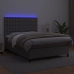 Cama box spring colchón y LED cuero sintético gris 140x190 cm