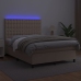 Cama box spring colchón LED cuero sintético capuchino 140x200cm