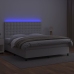 Cama box spring colchón y LED cuero sintético blanco 160x200 cm