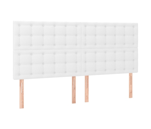 Cama box spring colchón y LED cuero sintético blanco 160x200 cm