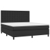 Cama box spring colchón y LED cuero sintético negro 180x200 cm