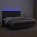 Cama box spring colchón y LED cuero sintético negro 180x200 cm