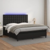 Cama box spring colchón y LED cuero sintético negro 180x200 cm