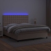 Cama box spring colchón LED cuero sintético capuchino 180x200cm