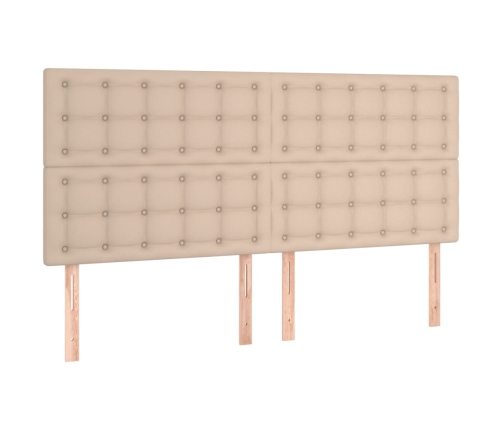 Cama box spring colchón LED cuero sintético capuchino 180x200cm