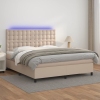 Cama box spring colchón LED cuero sintético capuchino 180x200cm