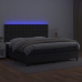 Cama box spring colchón y LED cuero sintético negro 200x200 cm