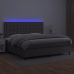 Cama box spring colchón y LED cuero sintético gris 200x200 cm