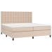 Cama box spring colchón LED cuero sintético capuchino 200x200cm