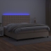 Cama box spring colchón LED cuero sintético capuchino 200x200cm