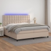 Cama box spring colchón LED cuero sintético capuchino 200x200cm