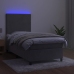 Cama box spring colchón y LED terciopelo gris claro 80x200 cm