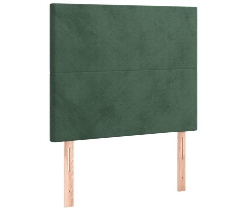 Cama box spring colchón y LED terciopelo verde oscuro 80x200 cm