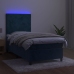 Cama box spring colchón y LED terciopelo azul oscuro 80x200 cm