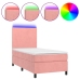 Cama box spring colchón y LED terciopelo rosa 80x200 cm