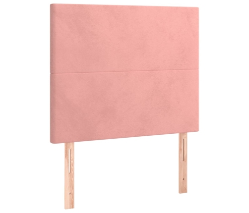 Cama box spring colchón y LED terciopelo rosa 90x190 cm