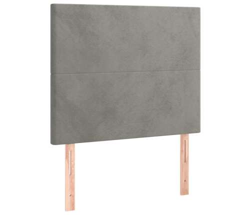 Cama box spring colchón y LED terciopelo gris claro 90x200 cm