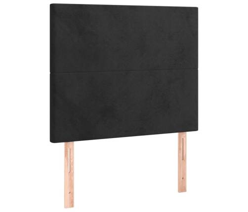 Cama box spring colchón y LED terciopelo negro 90x200 cm