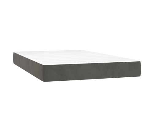 Cama box spring colchón y LED terciopelo gris oscuro 120x200 cm