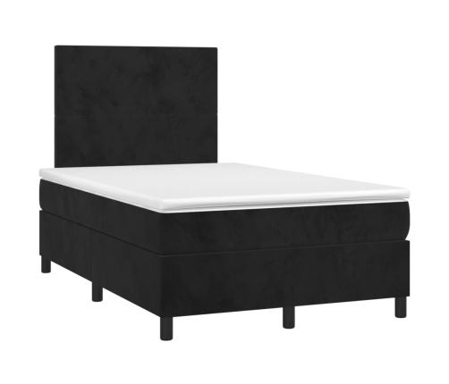 Cama box spring colchón y LED terciopelo negro 120x200 cm