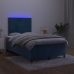 Cama box spring colchón y LED terciopelo azul oscuro 120x200 cm