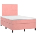 Cama box spring colchón y LED terciopelo rosa 120x200 cm