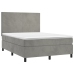 Cama box spring colchón y LED terciopelo gris claro 140x190 cm