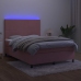 Cama box spring colchón y LED terciopelo rosa 140x190 cm