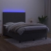 Cama box spring colchón y LED terciopelo gris oscuro 140x200 cm