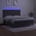 Cama box spring colchón y LED terciopelo gris oscuro 160x200 cm