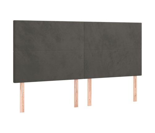 Cama box spring colchón y LED terciopelo gris oscuro 160x200 cm