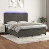 Cama box spring colchón y LED terciopelo gris oscuro 180x200 cm