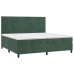 Cama box spring colchón y LED terciopelo verde oscuro 200x200cm