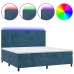 Cama box spring colchón y LED terciopelo azul oscuro 200x200 cm