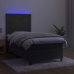 Cama box spring colchón y LED terciopelo gris oscuro 80x200 cm