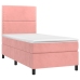 Cama box spring colchón y LED terciopelo rosa 80x200 cm