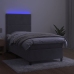 Cama box spring colchón y LED terciopelo gris claro 90x190 cm