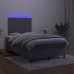 Cama box spring colchón y LED terciopelo gris oscuro 120x200 cm