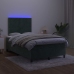 Cama box spring colchón y LED terciopelo verde oscuro 120x200cm