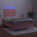 Cama box spring colchón y LED terciopelo rosa 120x200 cm