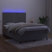 Cama box spring colchón y LED terciopelo gris claro 140x190 cm