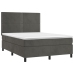 Cama box spring colchón y LED terciopelo gris oscuro 140x190 cm