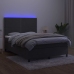 Cama box spring colchón y LED terciopelo gris oscuro 140x190 cm