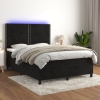 Cama box spring colchón y LED terciopelo negro 140x190 cm