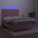 Cama box spring colchón y LED terciopelo rosa 140x190 cm