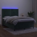 Cama box spring colchón y LED terciopelo verde oscuro 140x200cm